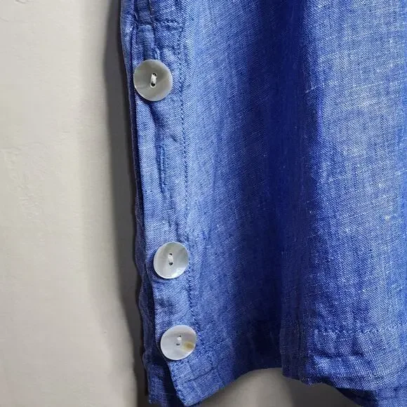 Tahari Blue Linen 3/4 Sleeve Top Women's Size 1X - Picture 5 of 5